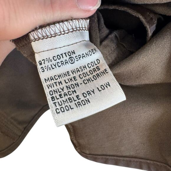 Talbots Stretch Vintage Brown Cotton Military Style Gold Button Up Jacket Sz 10P - Picture 4 of 4